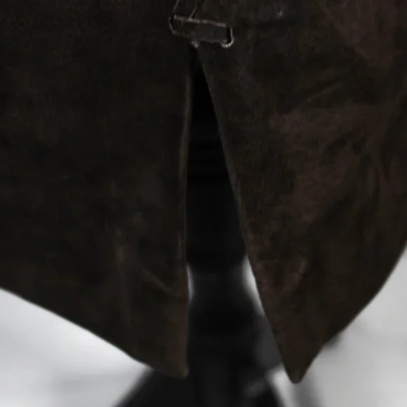 Vintage 1990s Chocolate Brown 100% Leather Sueded Skirt with Side Stitch - Picture 7 of 14